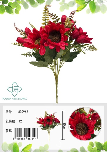 [630962红] Arreglo decorativo de girasol - Flores decorativas