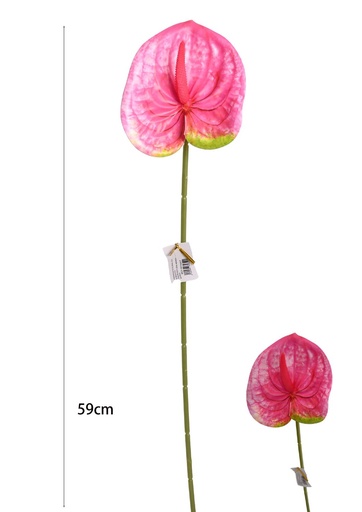 [631057玫红] Planta artificial Anthurium rojo 59cm decoración