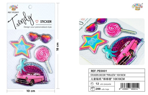 [PE0001] Stickers Decor "Piruletta" 10X18CM - Pegatinas decorativas para niños