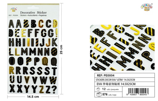 [PE0004] Stickers decorativos EVA "letra" 14.5x25cm para manualidades y decoración