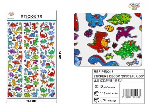 [PE0013] Stickers decorativos "Dinosaurios" 19,5x34cm, pegatinas infantiles