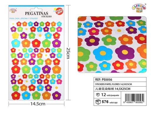 [PE0056] Stickers papel flores 14.5x25 cm - Pegatinas decorativas para niños