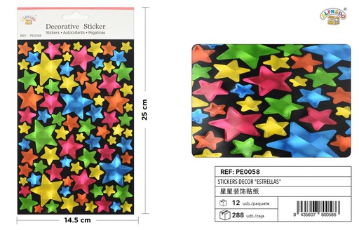 [PE0058] Stickers decorativos "estrellas" 14.5x25cm para manualidades