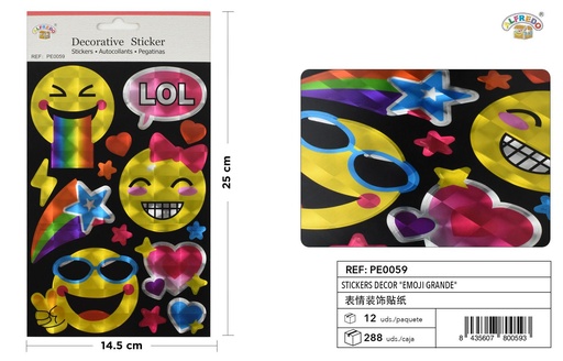 [PE0059] Stickers Decor "Emoji Grande" 14.5x25 cm - Stickers decorativos
