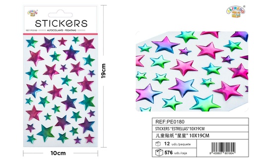 [PE0180] Stickers "Estrellas" 10x19cm para decoración y manualidades