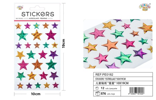 [PE0182] Pegatinas de estrellas 10x19cm para manualidades