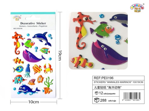 [PE0196] Stickers "Animales Marinos" 10x19cm pegatinas decorativas