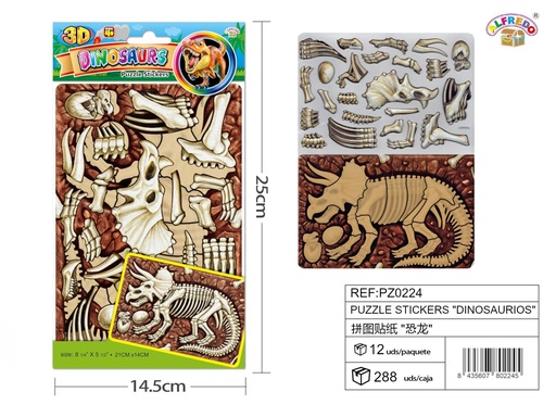 [PZ0224] Puzzle stickers "Dinosaurios" 14.5x25cm para manualidades y juegos infantiles