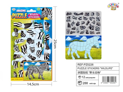 [PZ0226] Puzzle con stickers "Wildlife" 14.5x25cm para manualidades