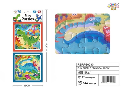 [PZ0230] Puzzle divertido "Dinosaurios" 15x37.9cm para niños