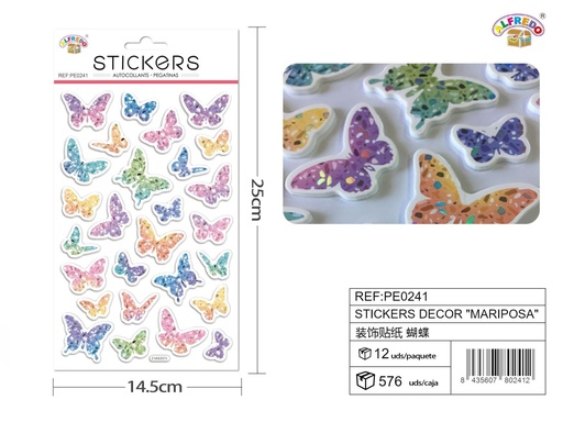 [PE0241] Stickers decorativos "mariposa" 14.5x25cm