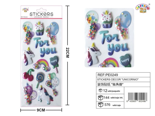 [PE0249] Stickers decor "unicornio" 9.5x22 cm - Pegatinas infantiles decorativas