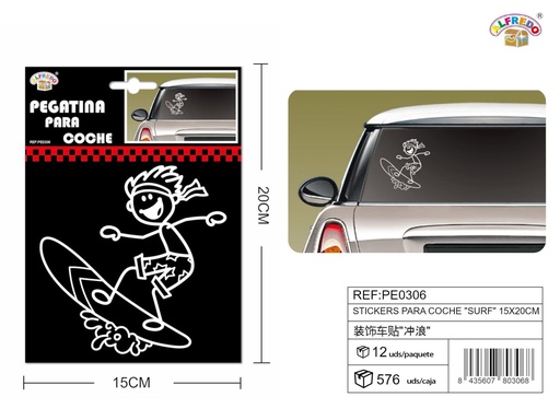 [PE0306] Stickers para coche "Surf" 15x20cm para decoración de vehículos