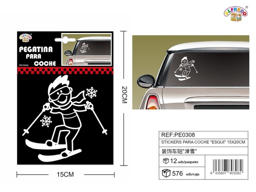 [PE0308] Stickers para coche "esquí" 15x20cm