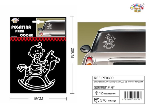 [PE0309] Stickers para Coche "Caballo de Troya" 15x20 cm - Stickers para vehículos