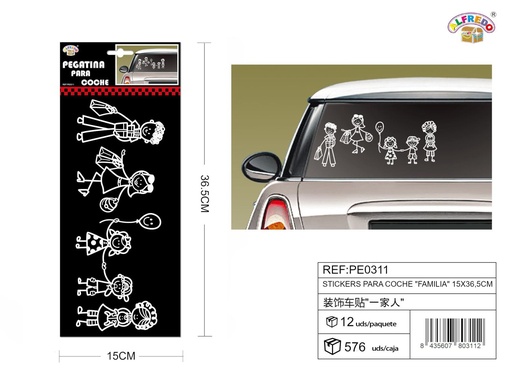 [PE0311] Stickers para coche "Familia" 15x36.5cm - Accesorios decorativos