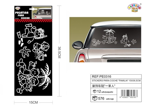 [PE0316] Stickers para coche "Familia" 15x36.5cm - Accesorios decorativos
