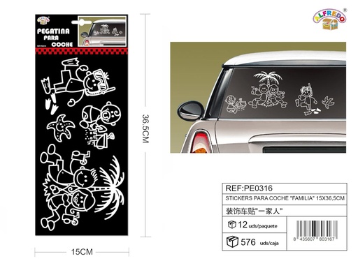 [PE0316] Stickers para coche "Familia" 15x36.5cm para decoración