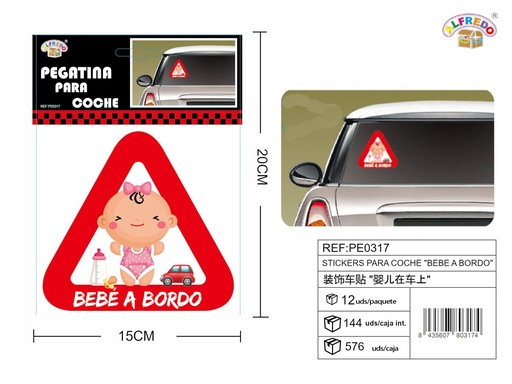 [PE0317] Sticker para coche "Bebé a bordo" 15x20cm