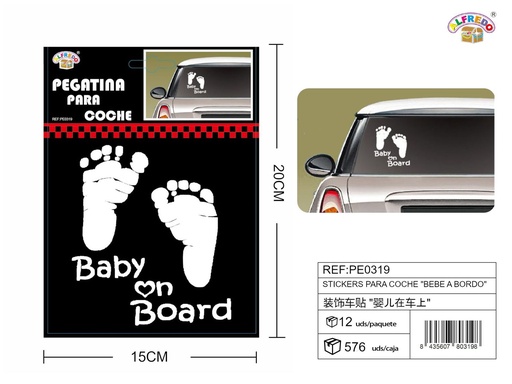 [PE0319] Stickers para Coche "Baby On Board" 15x20 cm - Stickers para vehículos