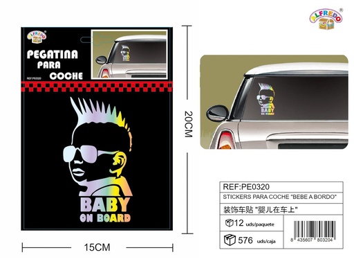 [PE0320] Stickers para coche "Baby on Board" 15x20cm para automóviles