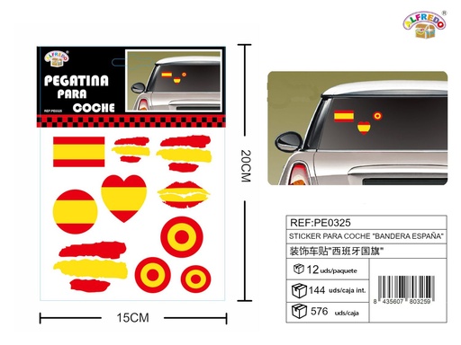 [PE0325] Sticker para Coche "Bandera España" 15x20 cm - Stickers para vehículos