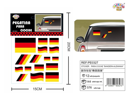 [PE0327] Sticker para coche "Bandera Alemana" 15x20cm