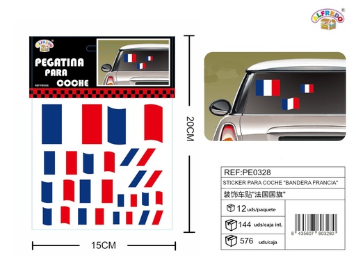 [PE0328] Sticker para coche "Bandera Francia" 15x20cm