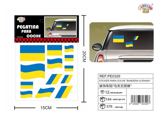 [PE0329] Sticker para coche "Bandera Ucrania" 15x20cm