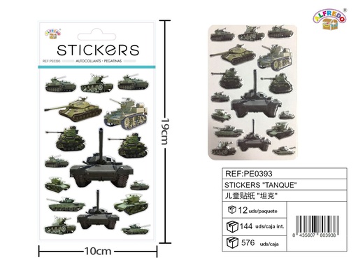[PE0393] Stickers "tanque" 10x19 cm - Pegatinas surtidas infantiles