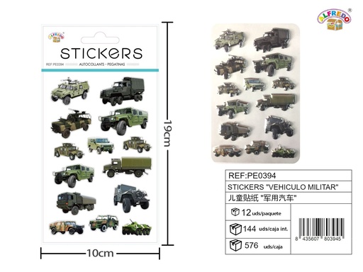 [PE0394] Stickers "vehículo militar" 10x19 cm - Pegatinas surtidas infantiles