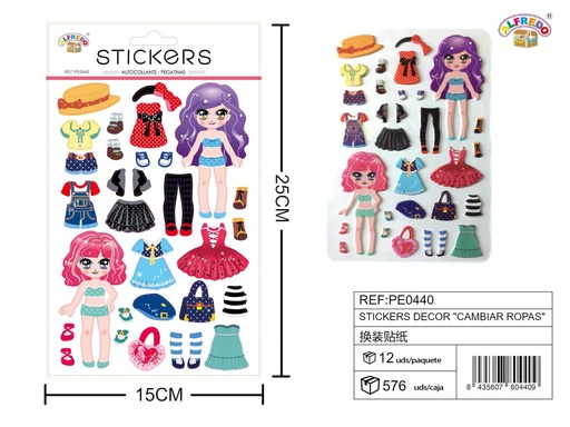 [PE0440] Stickers decorativos "Cambia Ropas" 15x25cm para manualidades y decoración infantil
