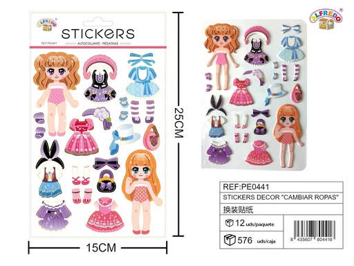 [PE0441] Stickers decorativos "Cambia ropas" 15x25cm para niños