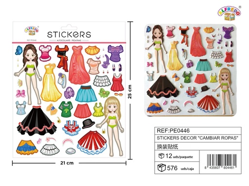 [PE0446] Stickers decorativos "cambia ropa" 21x25cm para manualidades