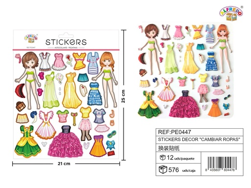 [PE0447] Stickers decorativos "cambia ropas" 21x25cm para manualidades