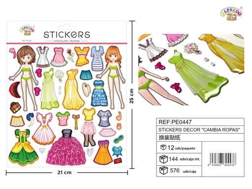 [PE0447] Stickers decorativos "cambia ropas" 21x25cm para manualidades