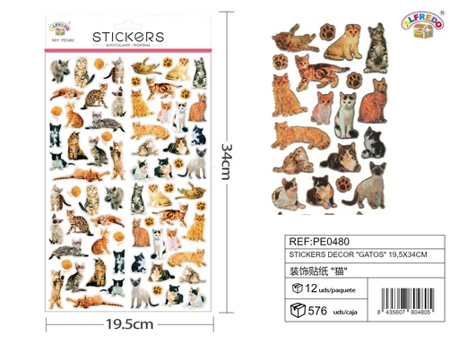 [PE0480] Stickers decorativos "gatos" 19.5x34cm