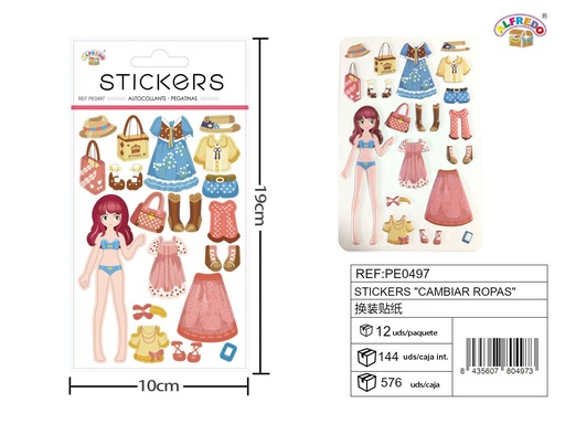 [PE0497] Stickers "Cambia Ropas" 10x19cm para manualidades y decoración infantil