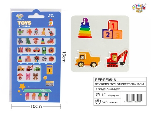 [PE0516] Stickers "toy stickers" 10x19 cm - Pegatinas surtidas infantiles
