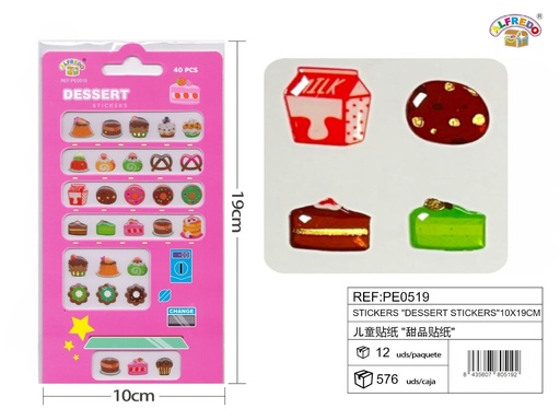 [PE0519] Stickers "Dessert Sticker" 10x19cm para decoración