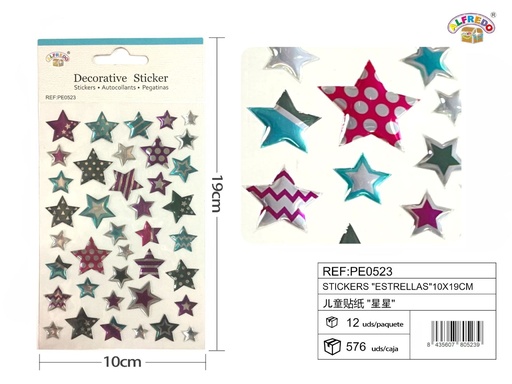 [PE0523] Pegatinas estrellas 10x19cm, manualidades