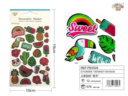 [PE0528] Stickers "verano" 10x19 cm - Pegatinas surtidas infantiles