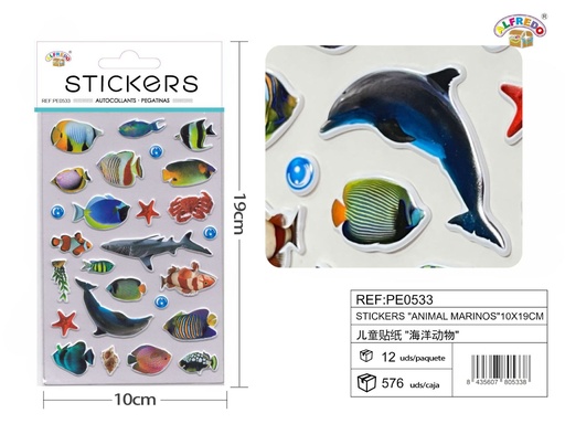 [PE0533] Pegatinas surtidas de animales marinos 10x19cm para manualidades