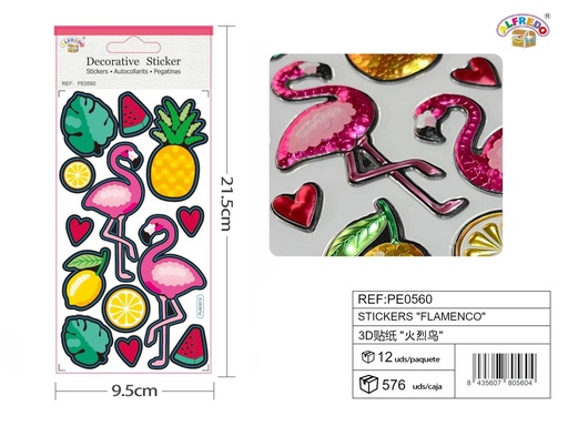 [PE0560] Stickers decorativos "Flamenco" 9.5x21.5cm para manualidades