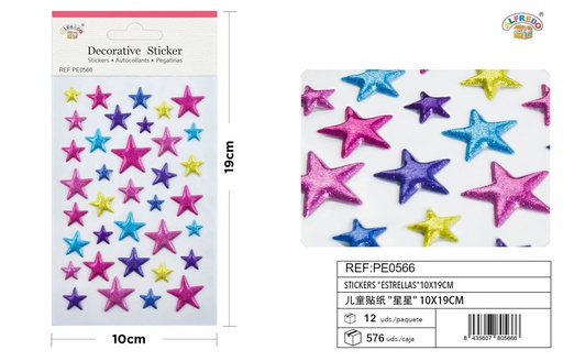 [PE0566] Stickers "estrellas" 10x19 cm - Pegatinas surtidas infantiles