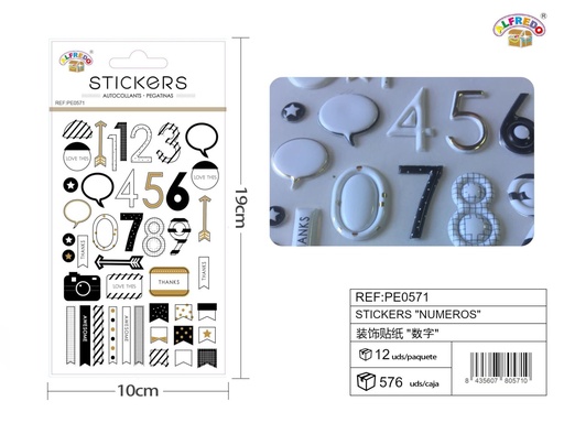 [PE0571] Pegatinas "Números" 10x19cm para manualidades y artes