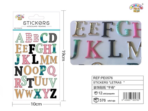 [PE0576] Stickers "Letras" 10x19cm pegatinas decorativas