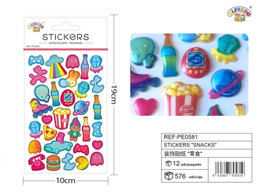 [PE0581] Stickers "snacks" 10x19 cm - Pegatinas surtidas infantiles