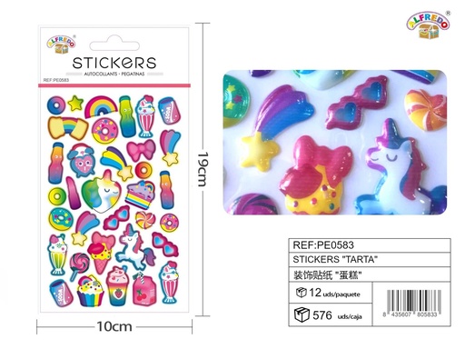 [PE0583] Stickers "tarta" 10x19 cm - Pegatinas surtidas infantiles