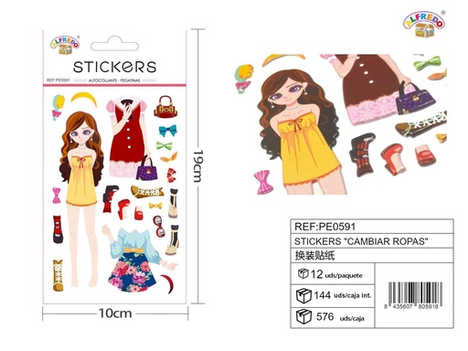 [PE0591] Stickers "cambiar ropas" 10x19 cm - Pegatinas infantiles de vestir
